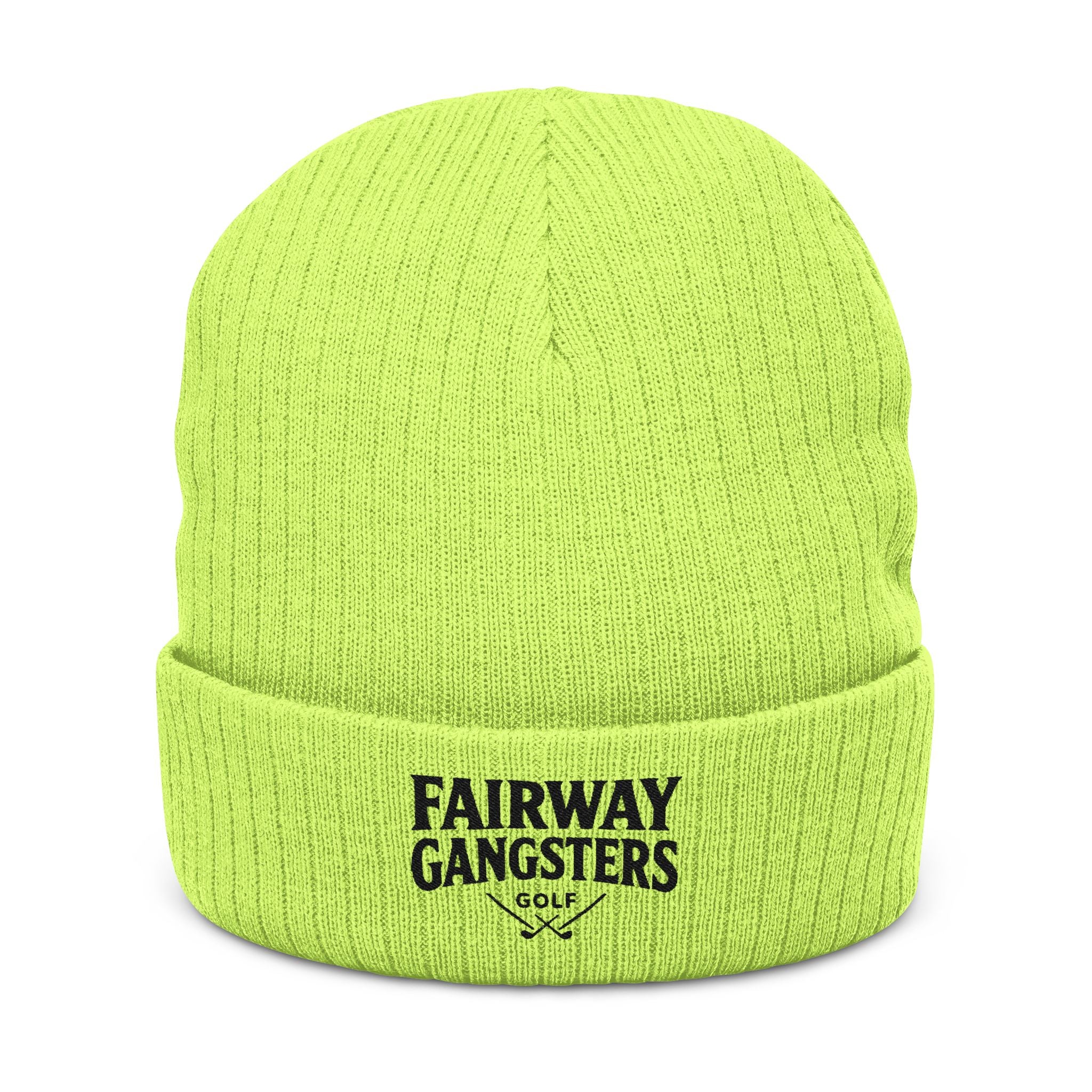 Fairway Gangsters Ribbed Knit Beanie — Embroidered Golf Cuff Hat