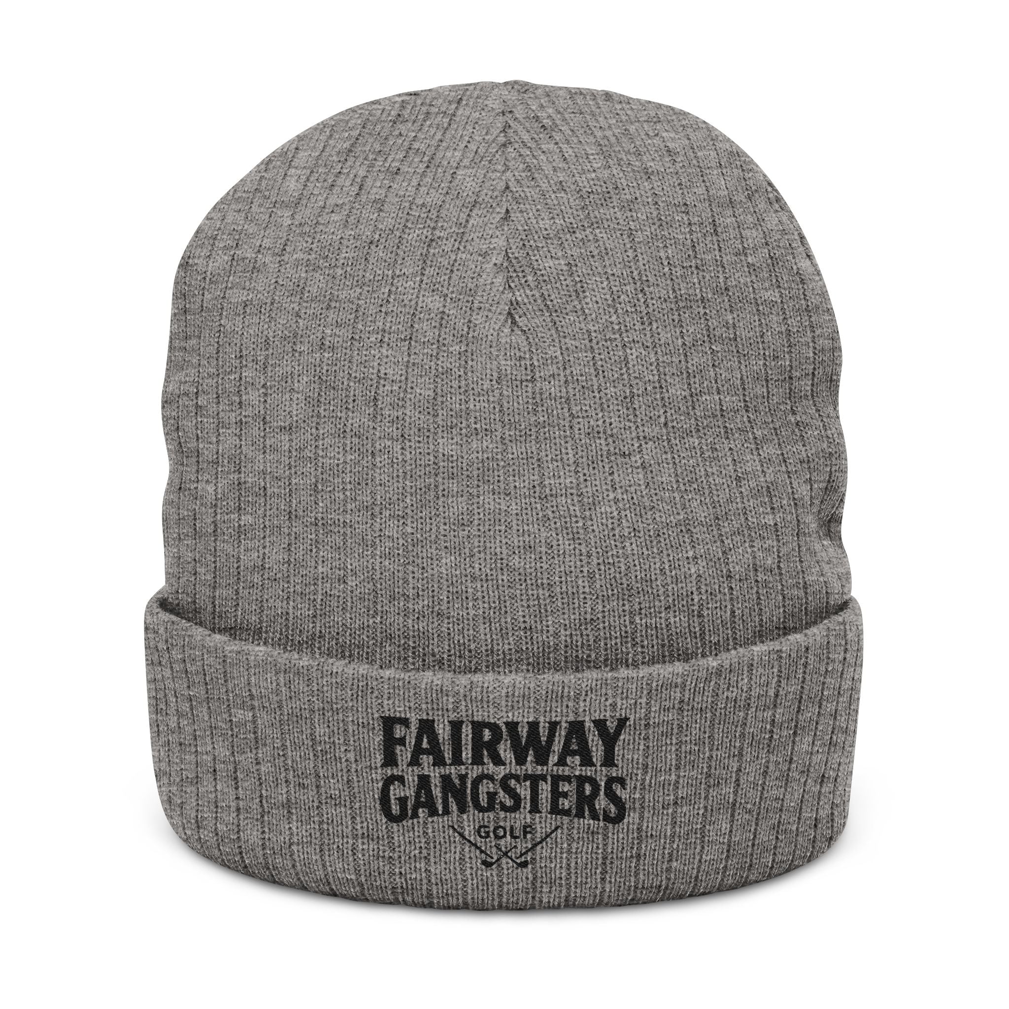 Fairway Gangsters Ribbed Knit Beanie — Embroidered Golf Cuff Hat
