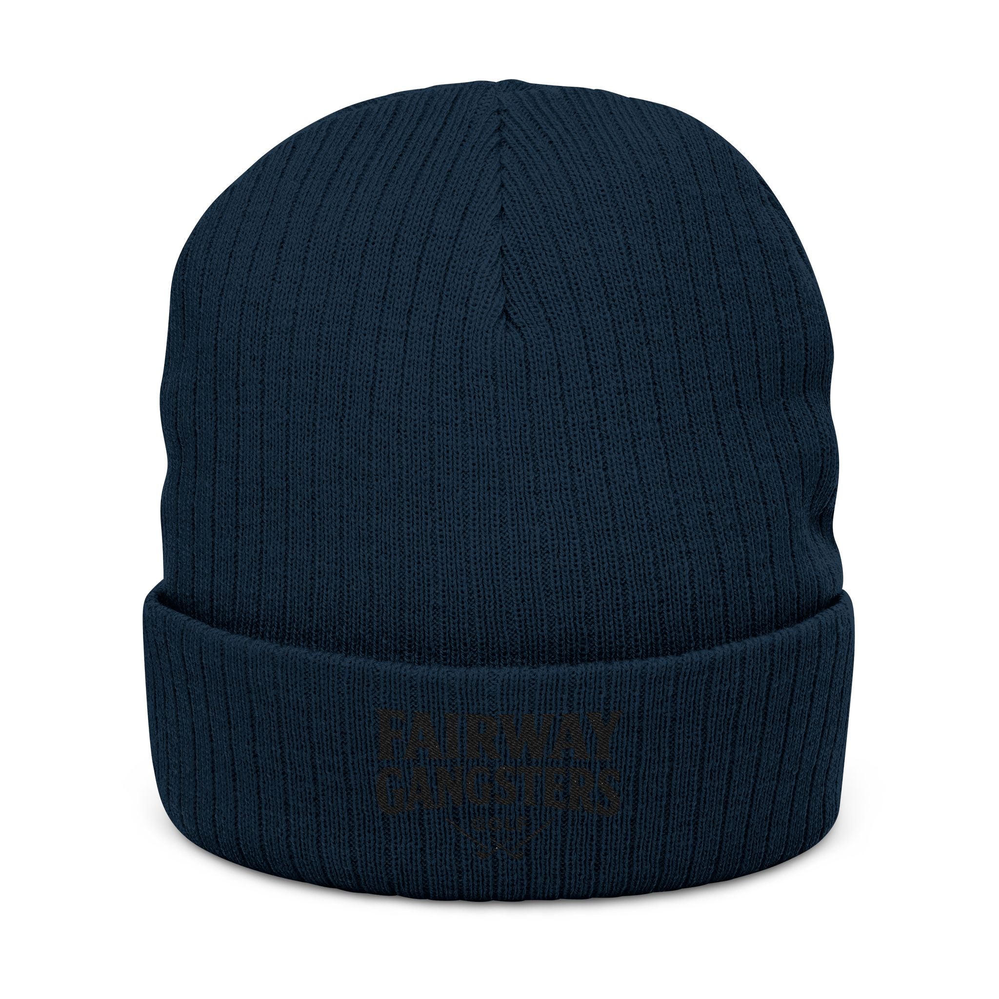 Fairway Gangsters Ribbed Knit Beanie — Embroidered Golf Cuff Hat