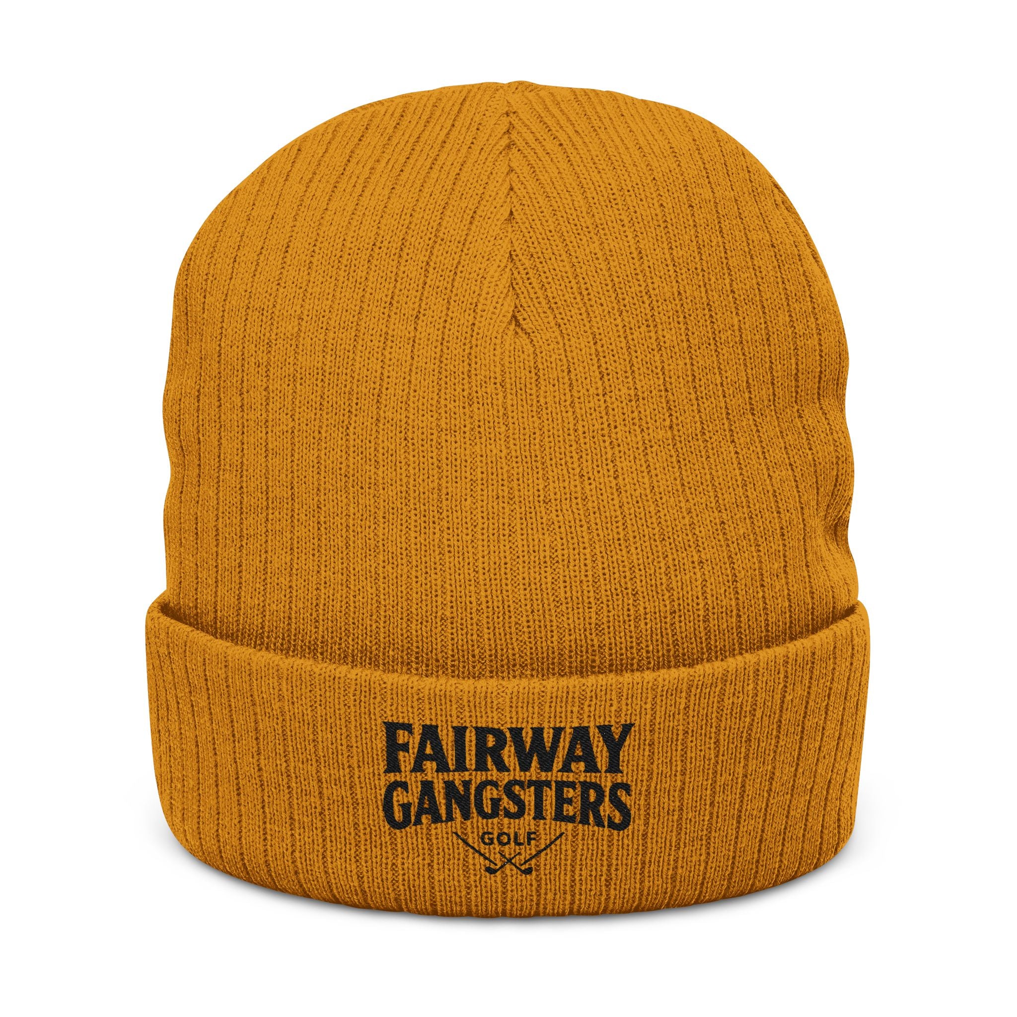 Fairway Gangsters Ribbed Knit Beanie — Embroidered Golf Cuff Hat