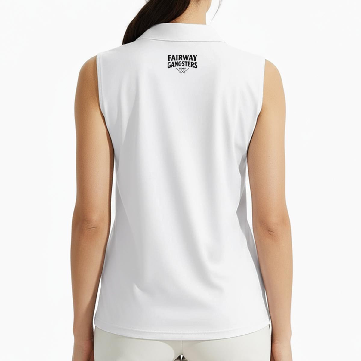 All-Over Print Women's High-Elastic Sleeveless Polo Shirt