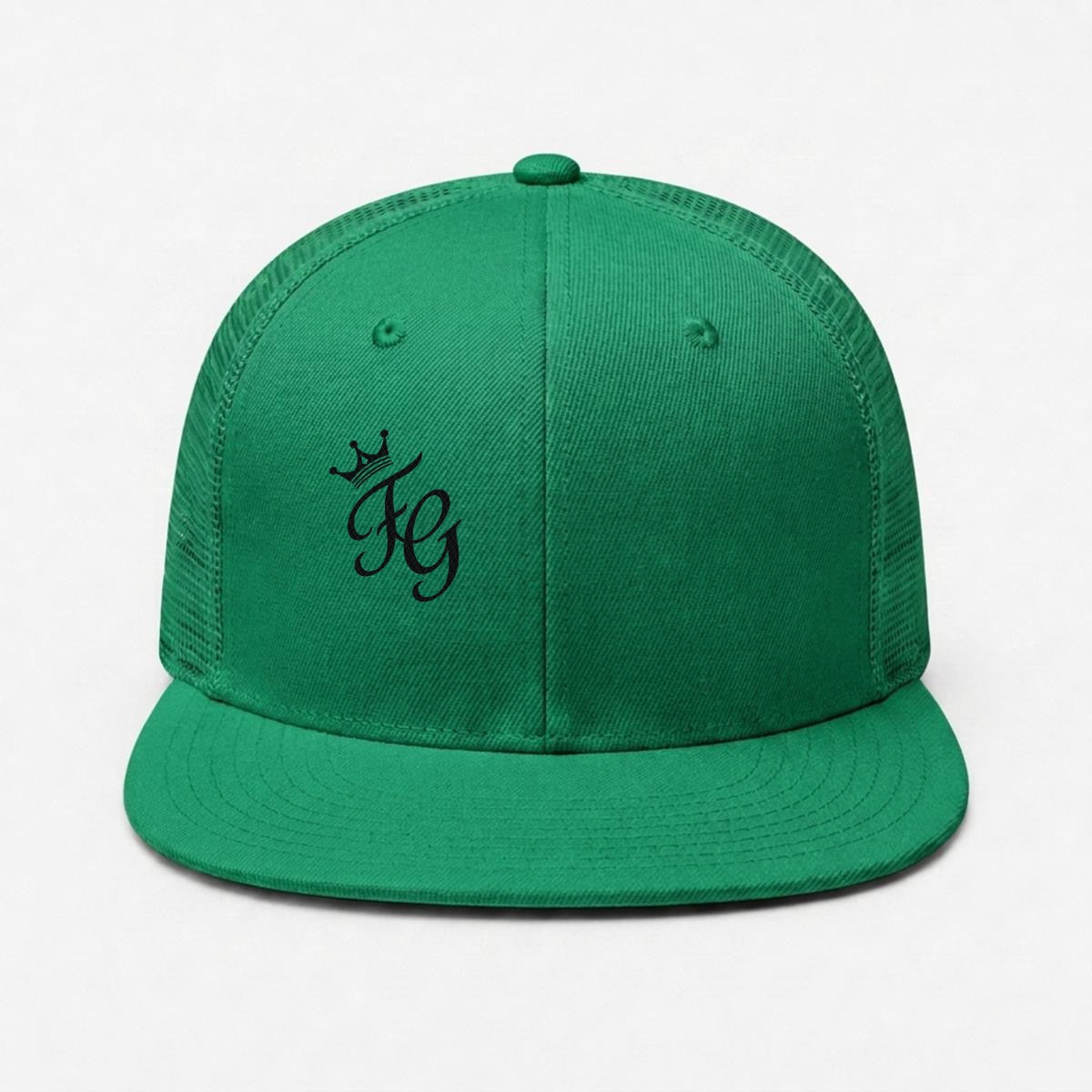 Embroidery Flat-Brim Mesh Cap