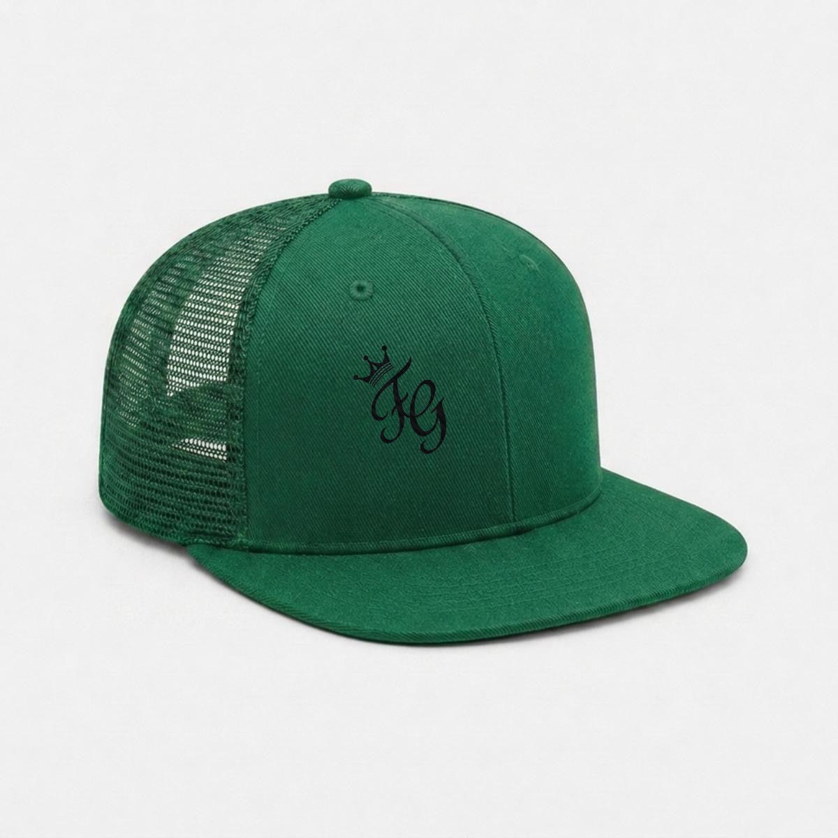 Embroidery Flat-Brim Mesh Cap