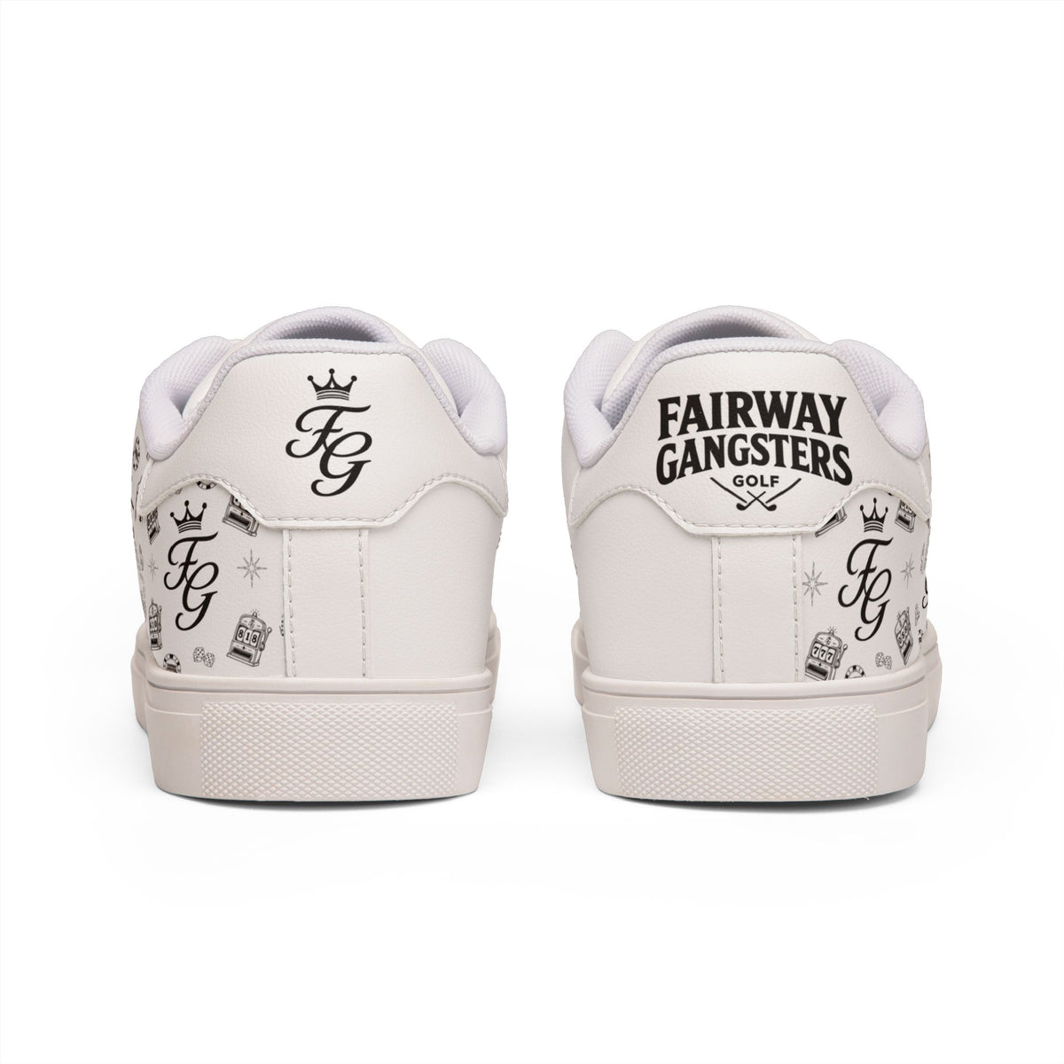 Leather Sneakers — Monogram Grey Pattern Low-Top Trainers