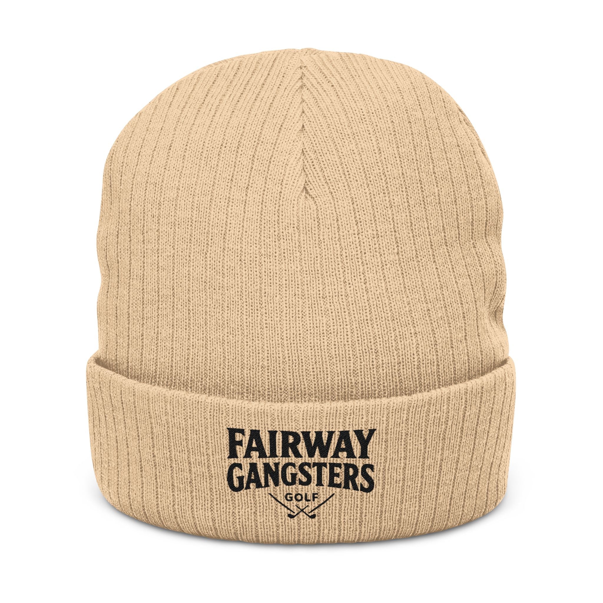 Fairway Gangsters Ribbed Knit Beanie — Embroidered Golf Cuff Hat