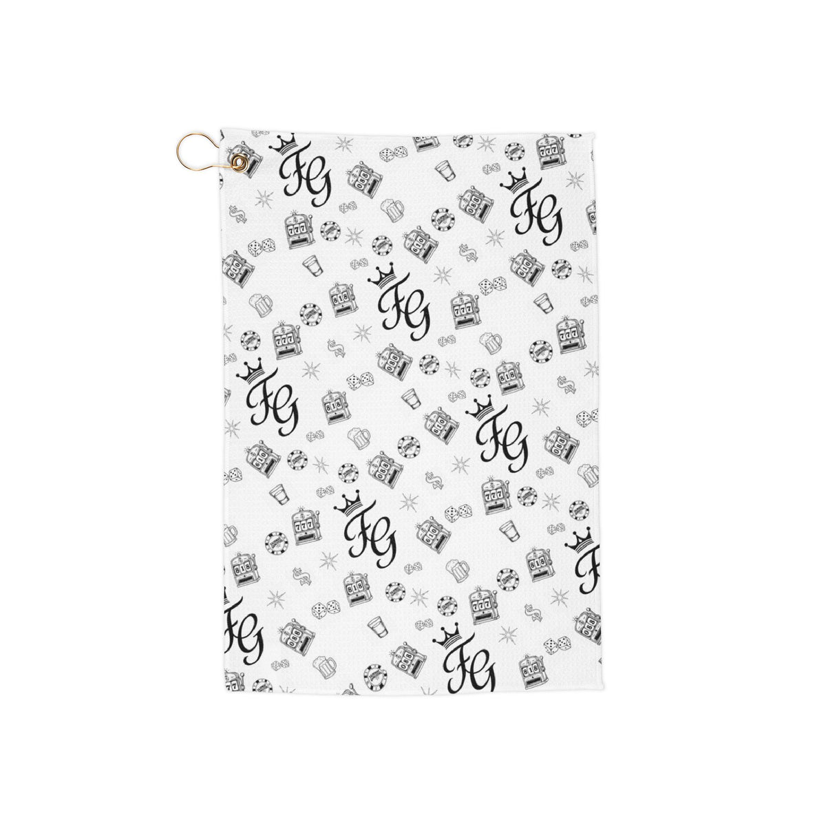 FG Script Patterned Golf Club Towel with Grommet