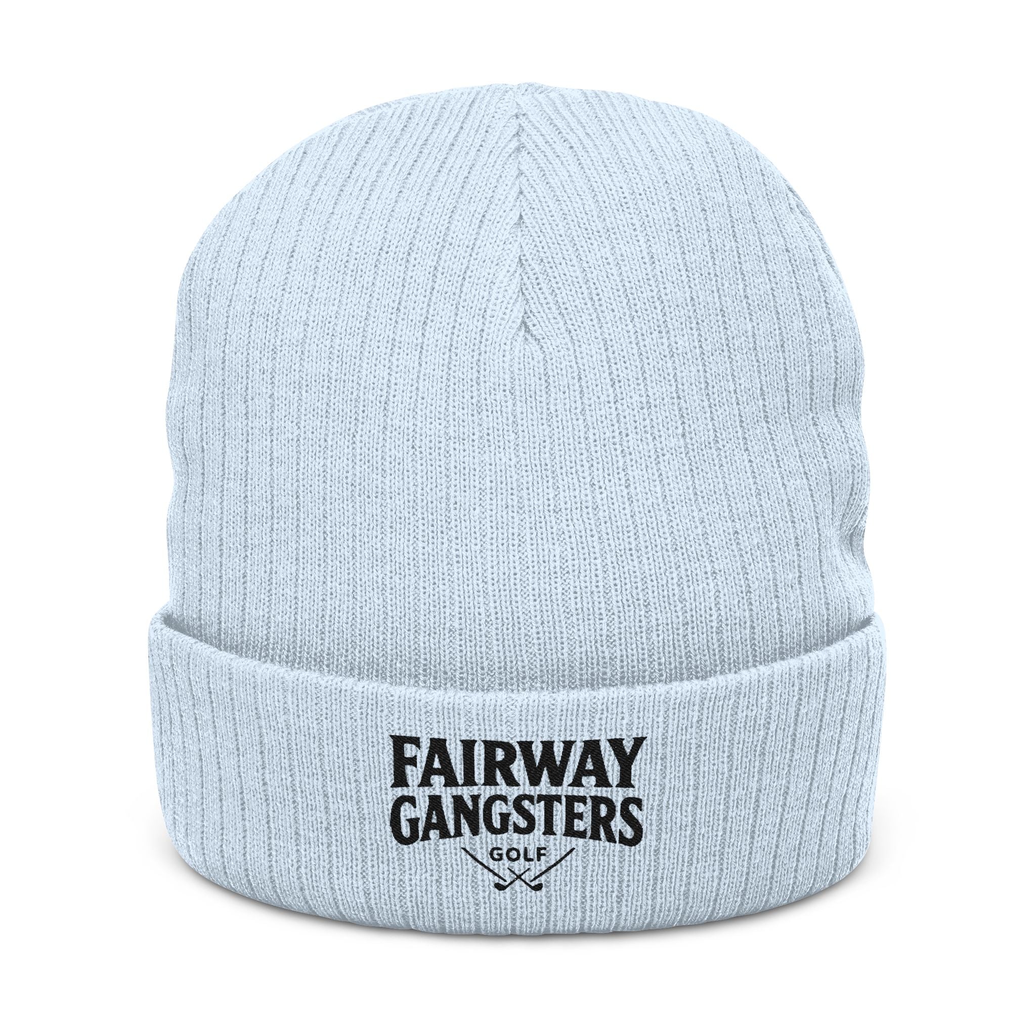 Fairway Gangsters Ribbed Knit Beanie — Embroidered Golf Cuff Hat