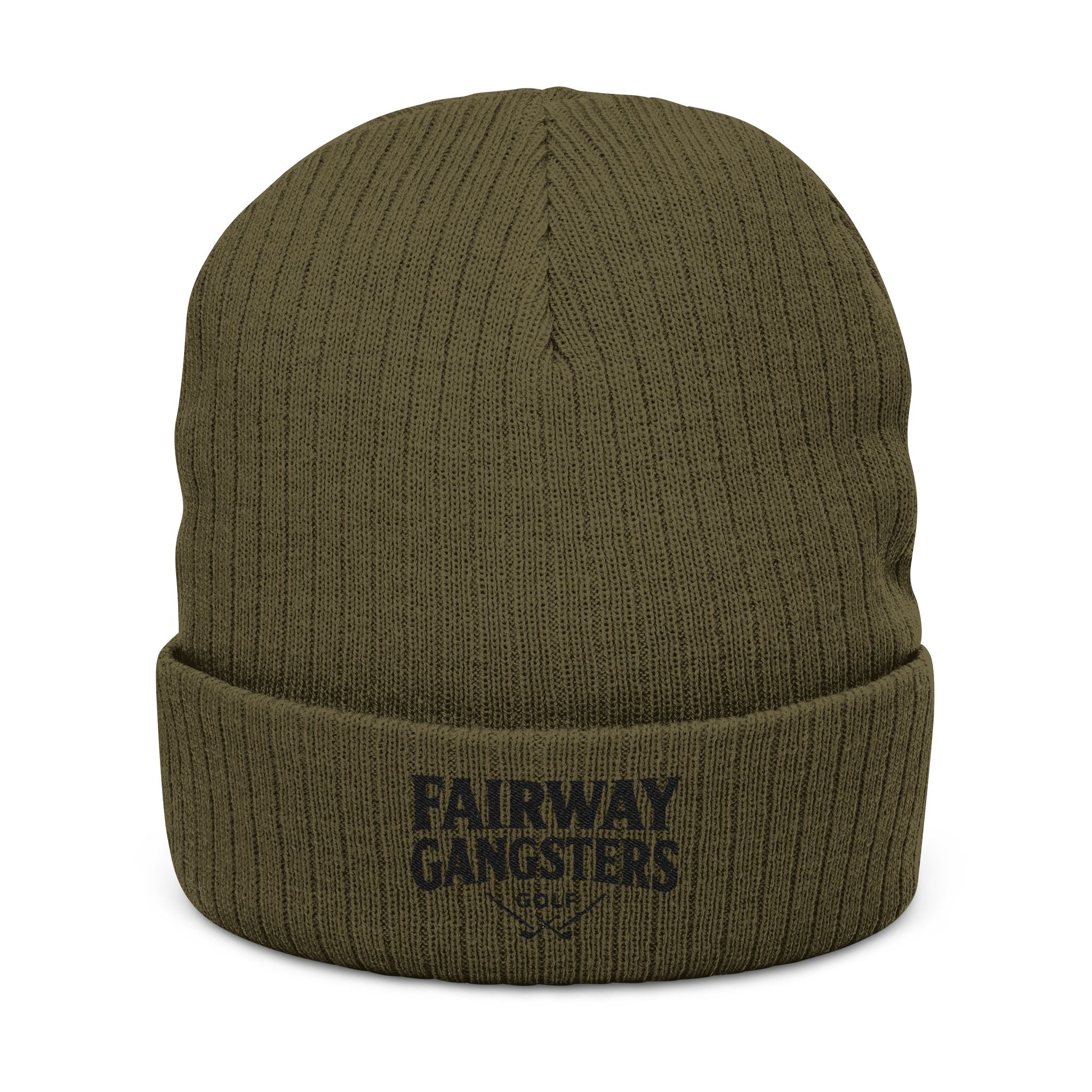 Fairway Gangsters Ribbed Knit Beanie — Embroidered Golf Cuff Hat