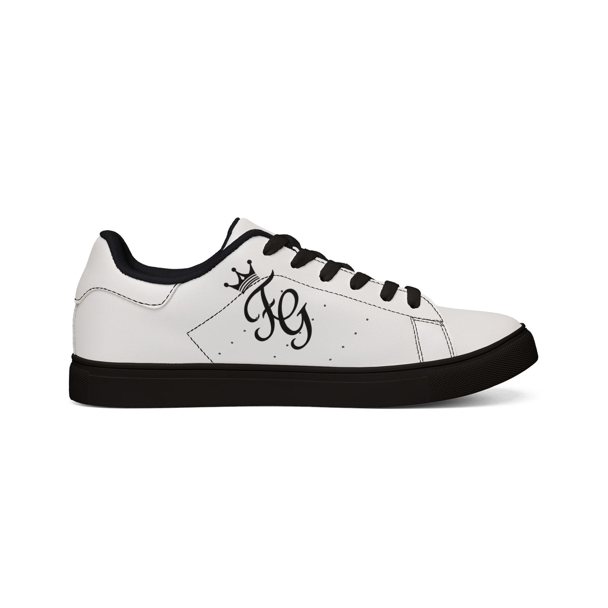 Leather Sneakers — Monogram Grey Pattern Low-Top Trainers