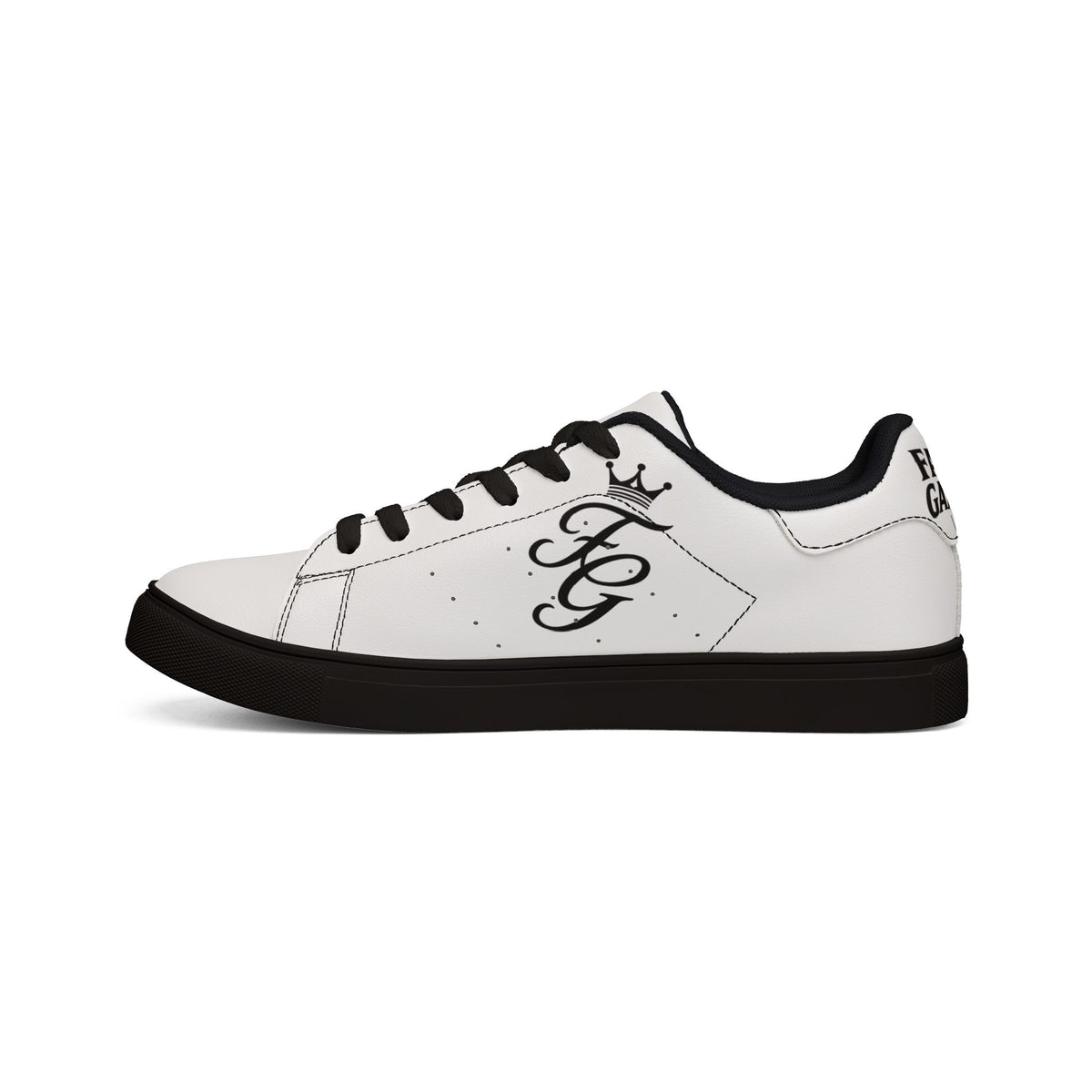 Leather Sneakers — Monogram Grey Pattern Low-Top Trainers